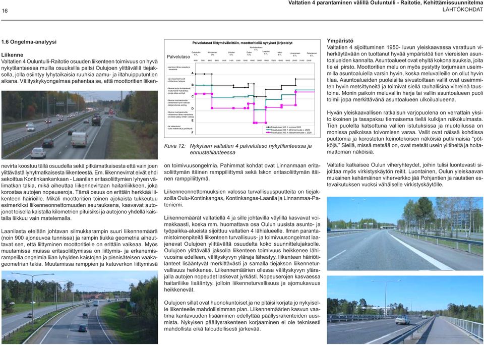 ohittaminen lähes mahdotonta - sivutieltä pääsy erittäin vaikeaa - tie tukkeutunut - autot matelevat ja pysähtyvät Ouluntullin ETL A B C D E F 6 Kiviniemen ETL Lintulan ETL 6 7 8 9 1