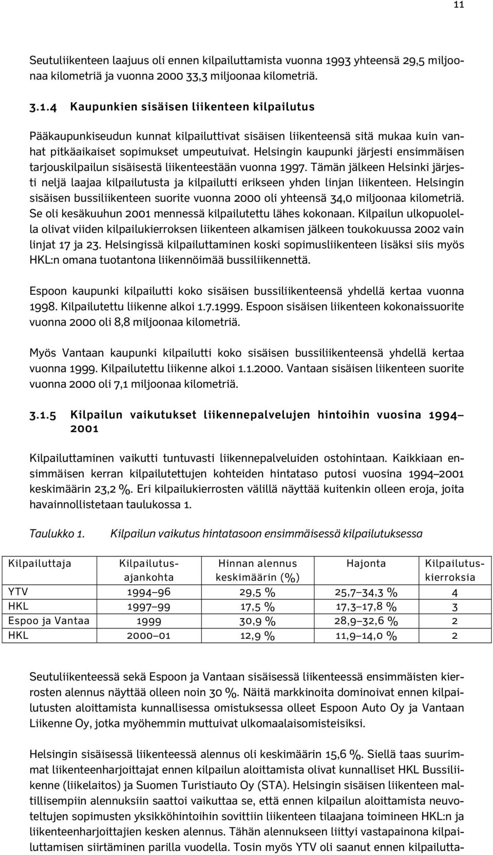 Tämän jälkeen Helsinki järjesti neljä laajaa kilpailutusta ja kilpailutti erikseen yhden linjan liikenteen.