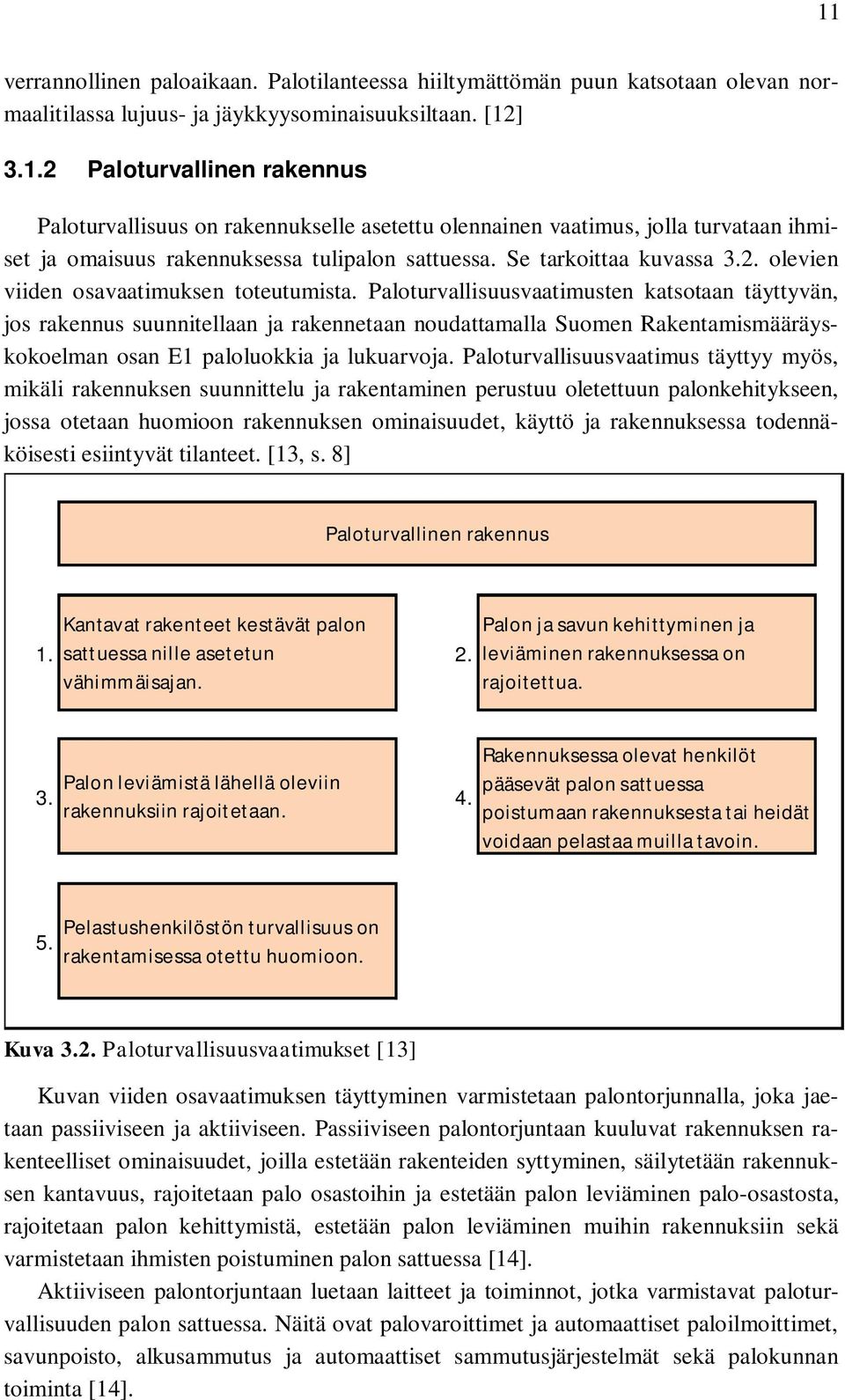 Paloturvallisuusvaatimusten katsotaan täyttyvän, jos rakennus suunnitellaan ja rakennetaan noudattamalla Suomen Rakentamismääräyskokoelman osan E1 paloluokkia ja lukuarvoja.