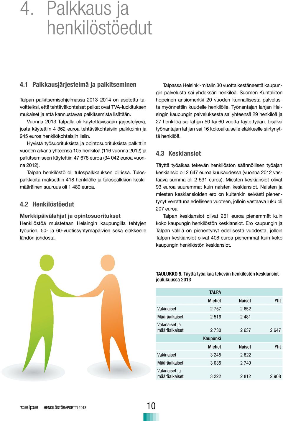 lisätään. Vuonna 213 Talpalla oli käytettävissään järjestelyerä, josta käytettiin 4 362 euroa tehtäväkohtaisiin palkkoihin ja 945 euroa henkilökohtaisiin lisiin.