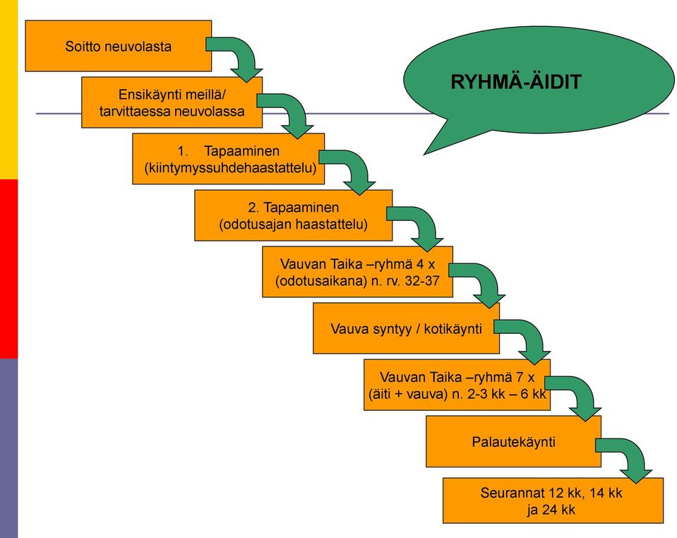 Tapaaminen (odotusajan haastattelu) Vauvan Taika ryhmä 4 x (odotusaikana) n. rv.