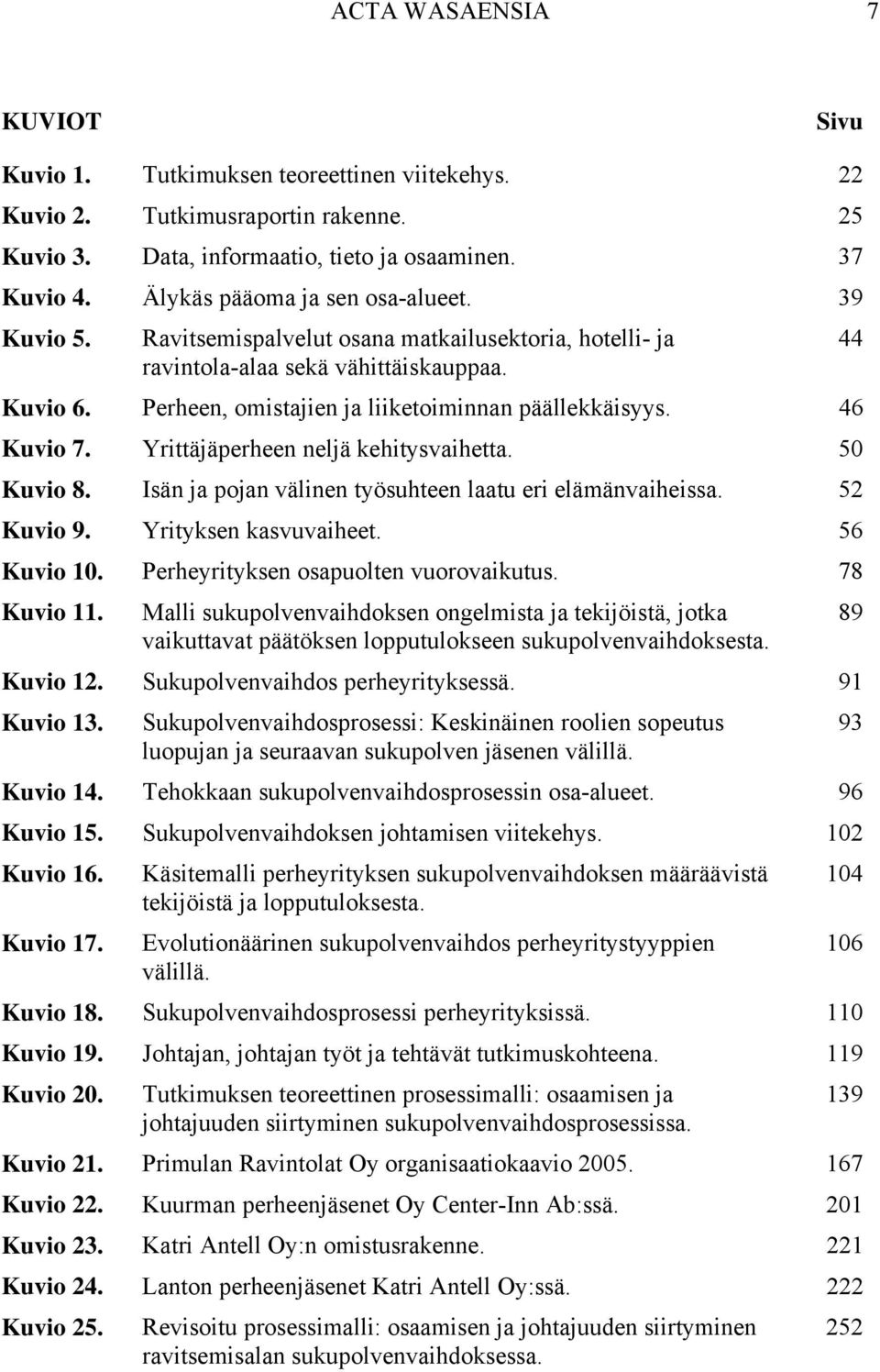 46 Kuvio 7. Yrittäjäperheen neljä kehitysvaihetta. 50 Kuvio 8. Isän ja pojan välinen työsuhteen laatu eri elämänvaiheissa. 52 Kuvio 9. Yrityksen kasvuvaiheet. 56 Kuvio 10.