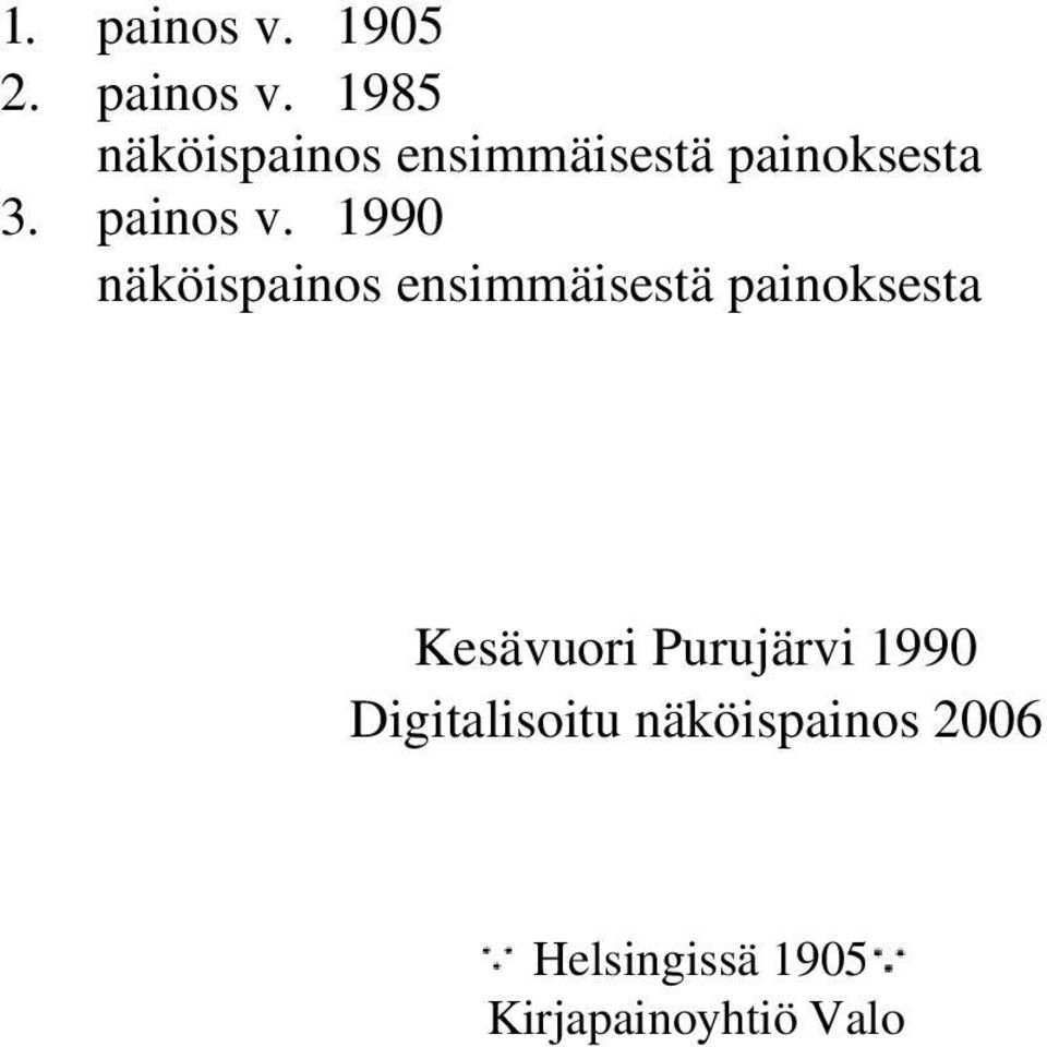 1985 näköispainos ensimmäisestä painoksesta 3. painos v.