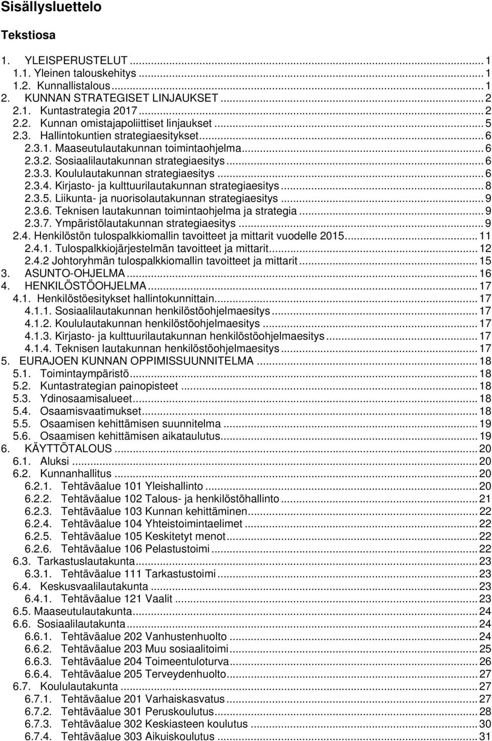 Kirjasto- ja kulttuurilautakunnan strategiaesitys... 8 2.3.5. Liikunta- ja nuorisolautakunnan strategiaesitys... 9 2.3.6. Teknisen lautakunnan toimintaohjelma ja strategia... 9 2.3.7.