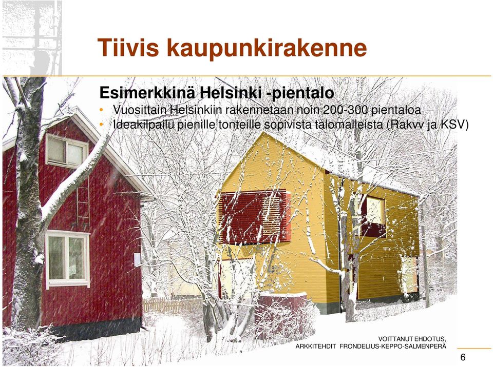 Ideakilpailu pienille tonteille sopivista talomalleista