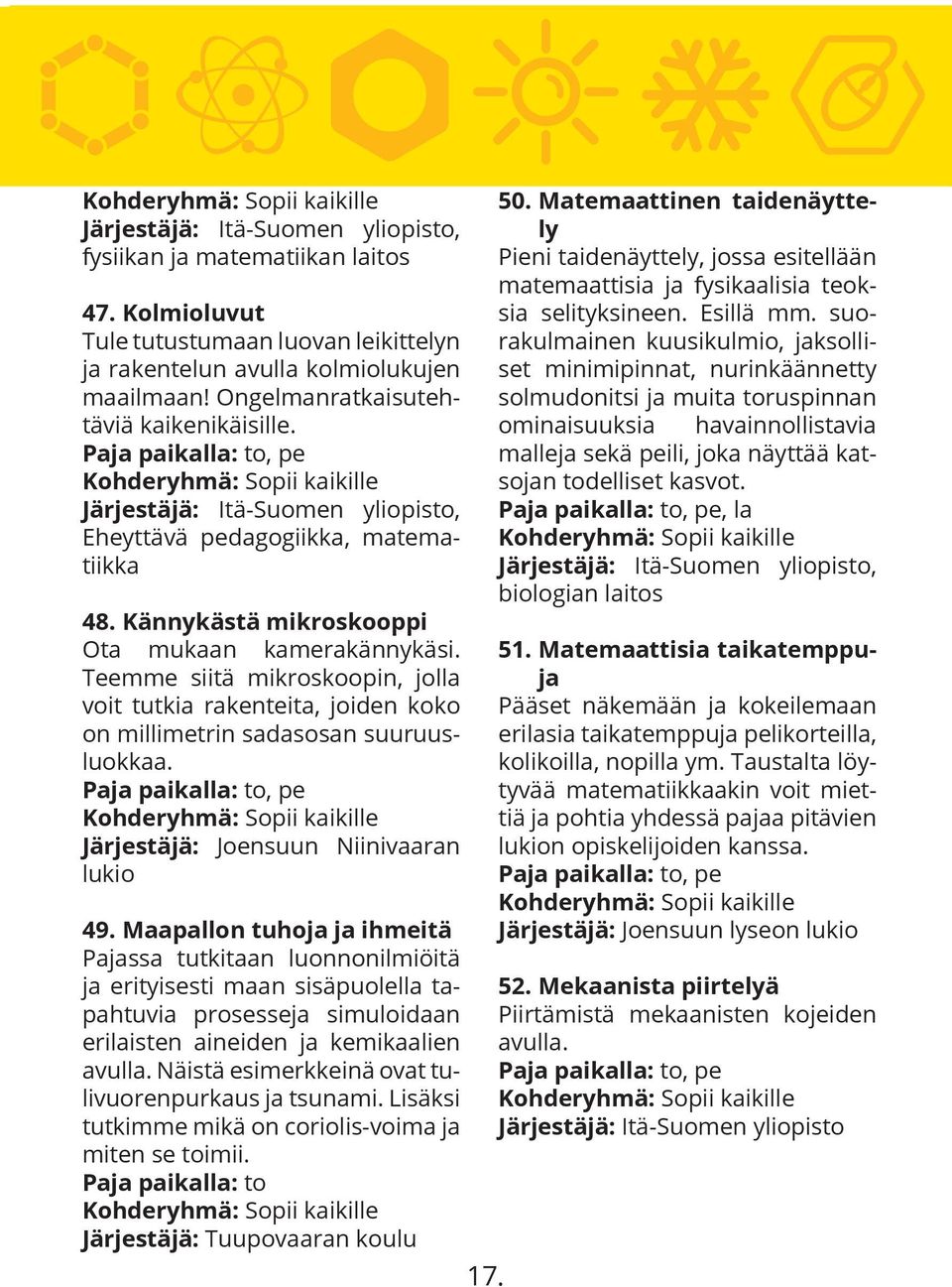 Teemme siitä mikroskoopin, jolla voit tutkia rakenteita, joiden koko on millimetrin sadasosan suuruusluokkaa. Järjestäjä: Joensuun Niinivaaran lukio 49.