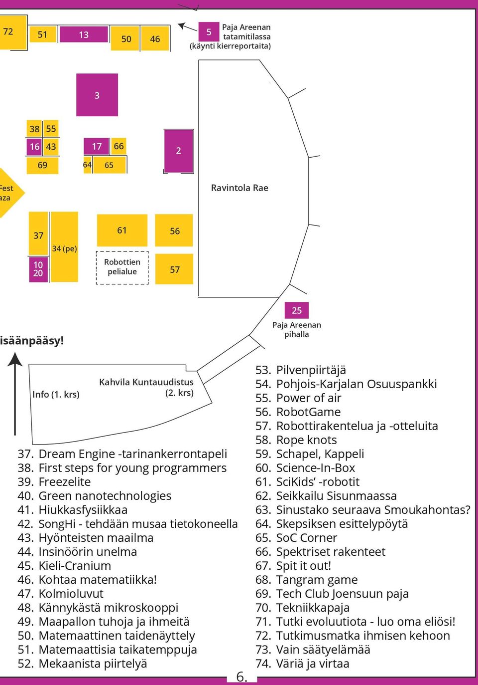 SongHi - tehdään musaa tietokoneella 43. Hyönteisten maailma 44. Insinöörin unelma 45. Kieli-Cranium 46. Kohtaa matematiikka! 47. Kolmioluvut 48. Kännykästä mikroskooppi 49.