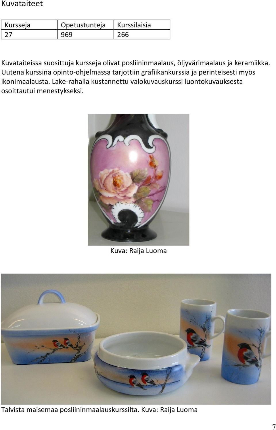 Uutena kurssina opinto-ohjelmassa tarjottiin grafiikankurssia ja perinteisesti myös ikonimaalausta.