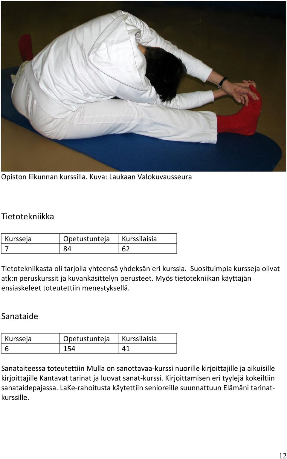 Suosituimpia kursseja olivat atk:n peruskurssit ja kuvankäsittelyn perusteet. Myös tietotekniikan käyttäjän ensiaskeleet toteutettiin menestyksellä.