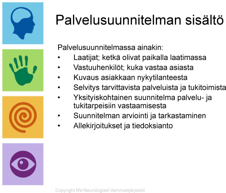 tarvittavista palveluista ja tukitoimista Yksityiskohtainen suunnitelma palvelu- ja