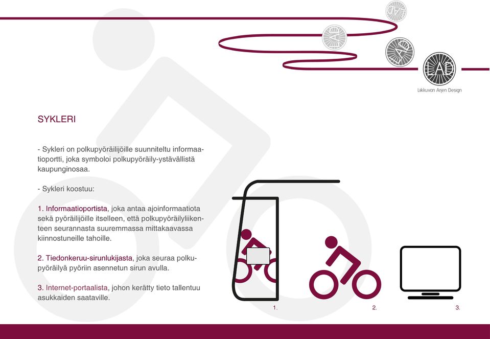 Informaatioportista, joka antaa ajoinformaatiota sekä pyöräilijöille itselleen, että polkupyöräilyliikenteen seurannasta