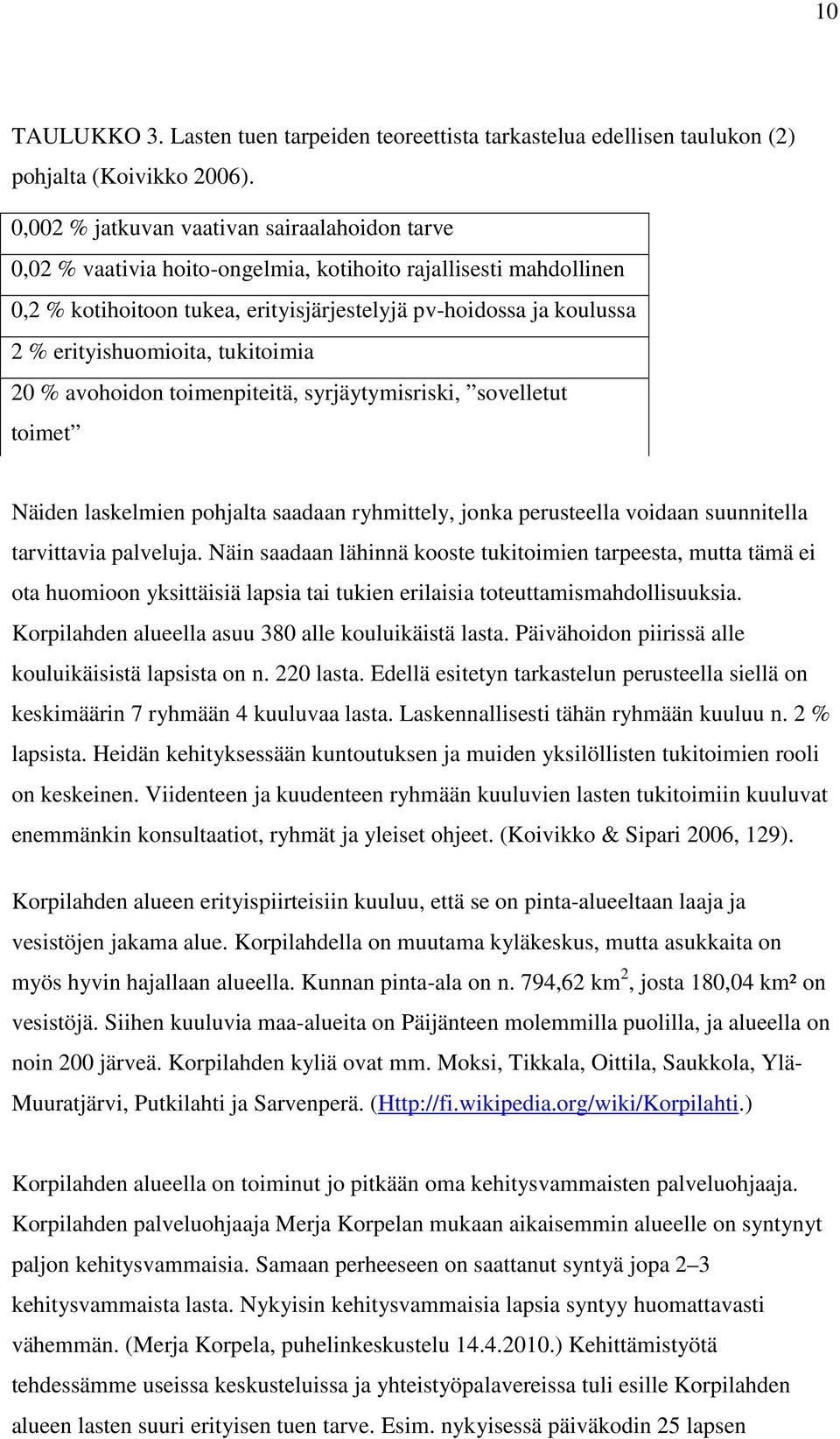 erityishuomioita, tukitoimia 20 % avohoidon toimenpiteitä, syrjäytymisriski, sovelletut toimet Näiden laskelmien pohjalta saadaan ryhmittely, jonka perusteella voidaan suunnitella tarvittavia