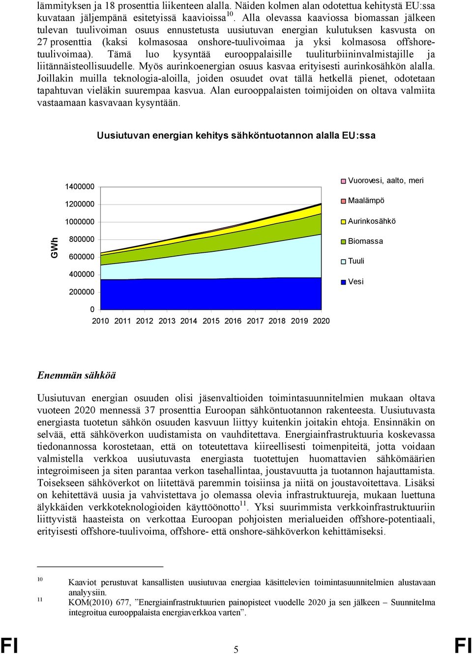 offshoretuulivoimaa). Tämä luo kysyntää eurooppalaisille tuuliturbiininvalmistajille ja liitännäisteollisuudelle. Myös aurinkoenergian osuus kasvaa erityisesti aurinkosähkön alalla.