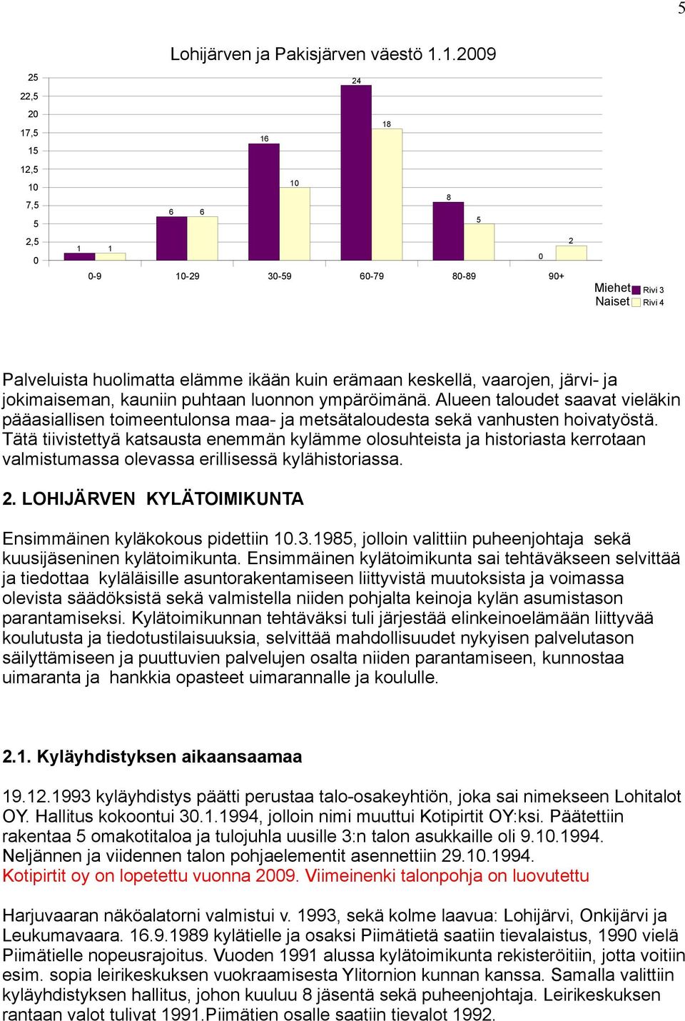 vaarojen, järvi- ja jokimaiseman, kauniin puhtaan luonnon ympäröimänä. Alueen taloudet saavat vieläkin pääasiallisen toimeentulonsa maa- ja metsätaloudesta sekä vanhusten hoivatyöstä.