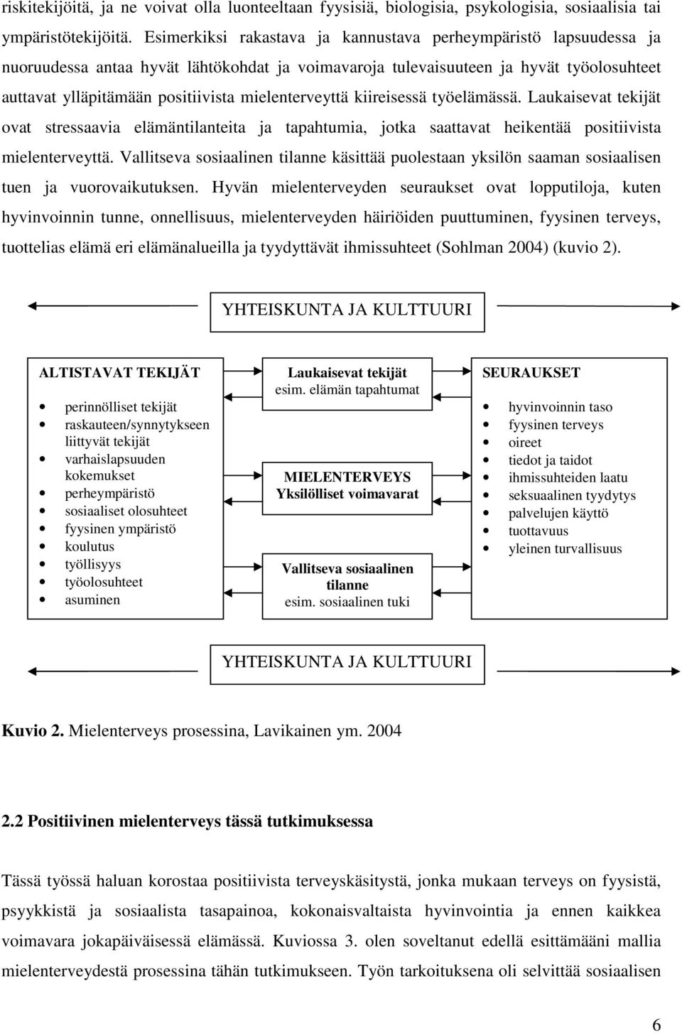 mielenterveyttä kiireisessä työelämässä. Laukaisevat tekijät ovat stressaavia elämäntilanteita ja tapahtumia, jotka saattavat heikentää positiivista mielenterveyttä.