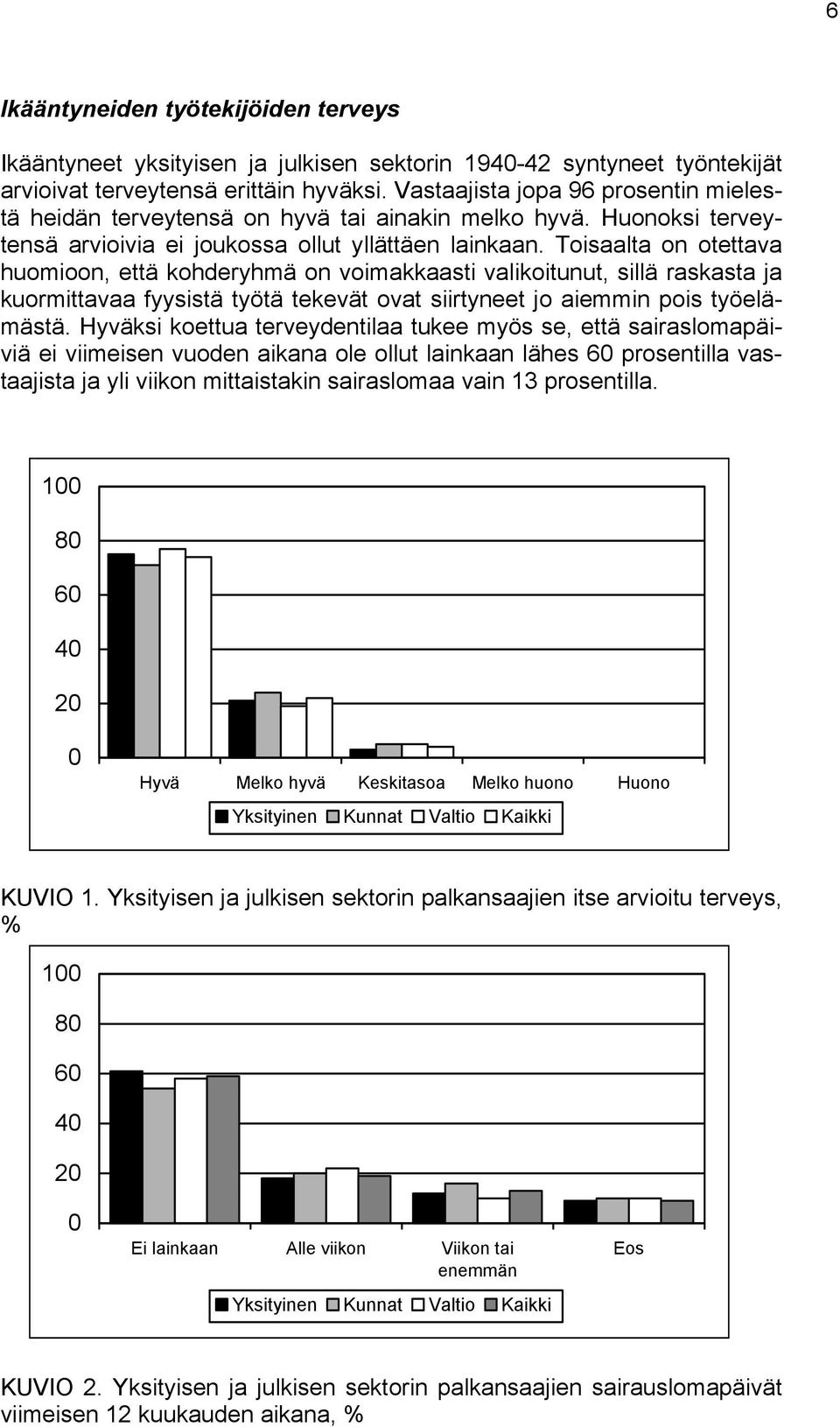 Toisaalta on otettava huomioon, että kohderyhmä on voimakkaasti valikoitunut, sillä raskasta ja kuormittavaa fyysistä työtä tekevät ovat siirtyneet jo aiemmin pois työelämästä.