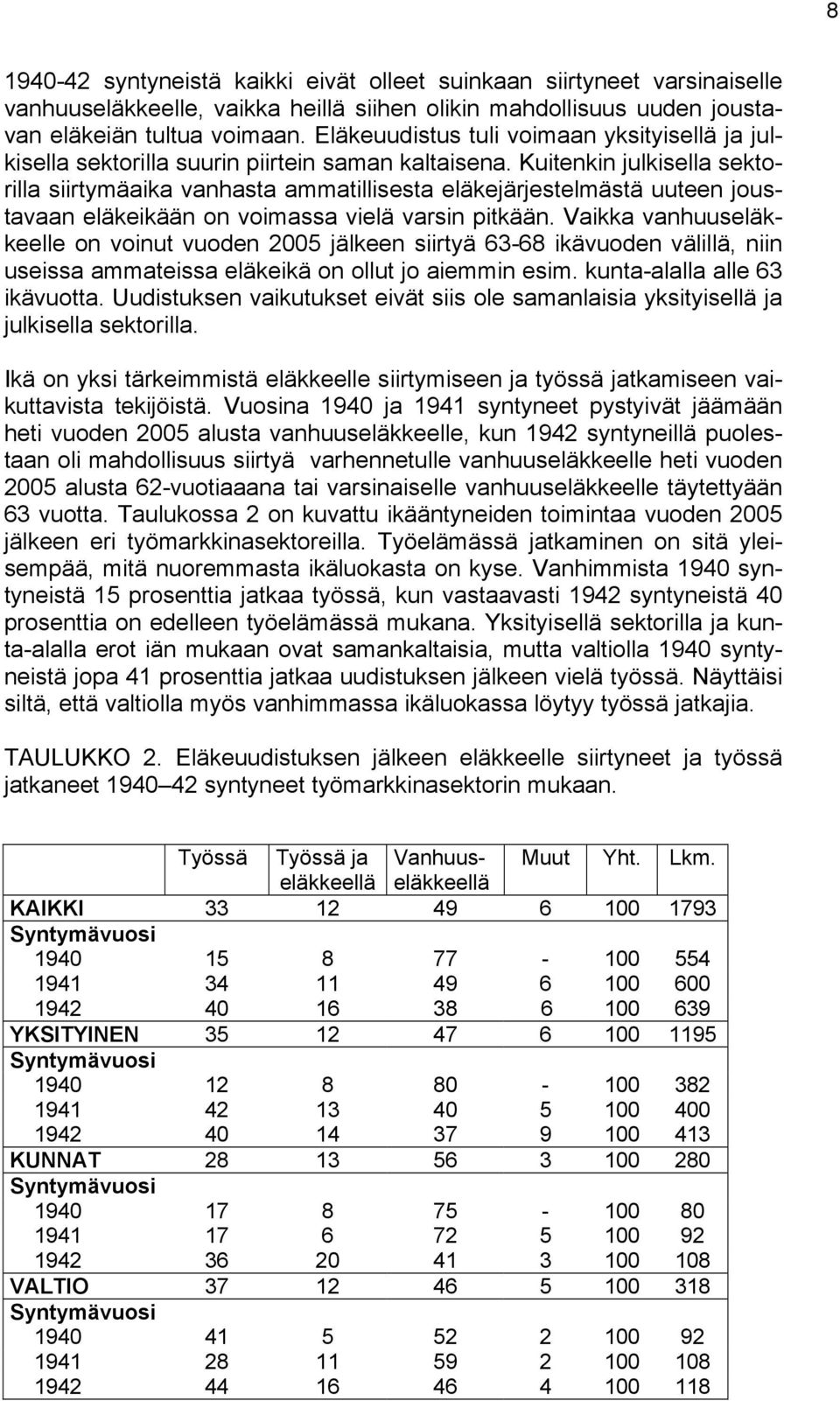 Kuitenkin julkisella sektorilla siirtymäaika vanhasta ammatillisesta eläkejärjestelmästä uuteen joustavaan eläkeikään on voimassa vielä varsin pitkään.