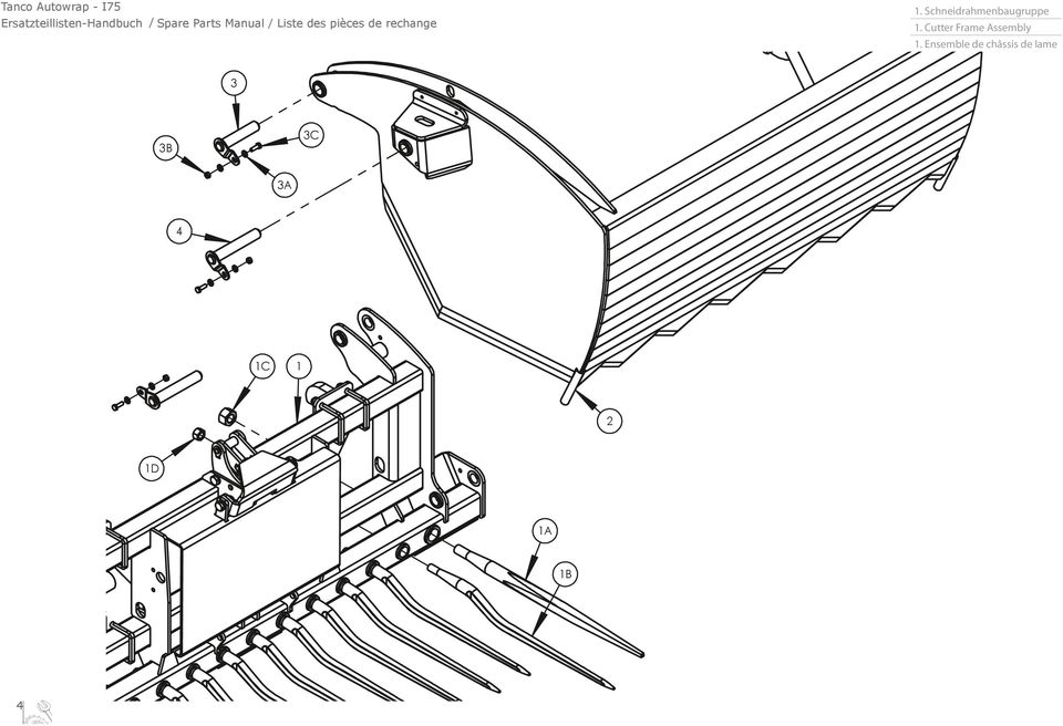 Schneidrahmenbaugruppe 1. Cutter Frame Assembly 1.