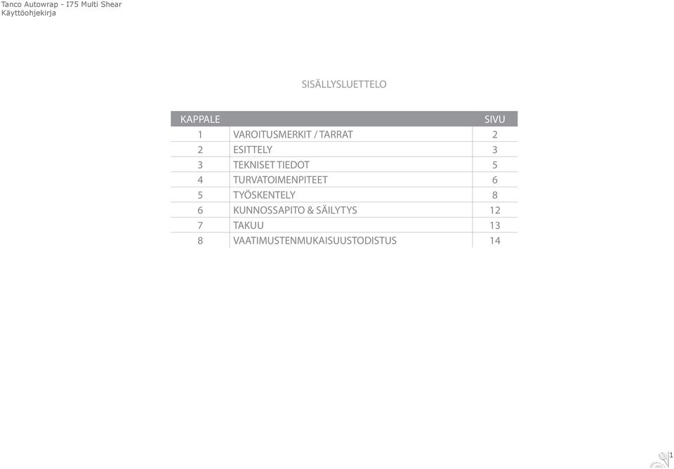 TIEDOT 5 4 TURVATOIMENPITEET 6 5 TYÖSKENTELY 8 6