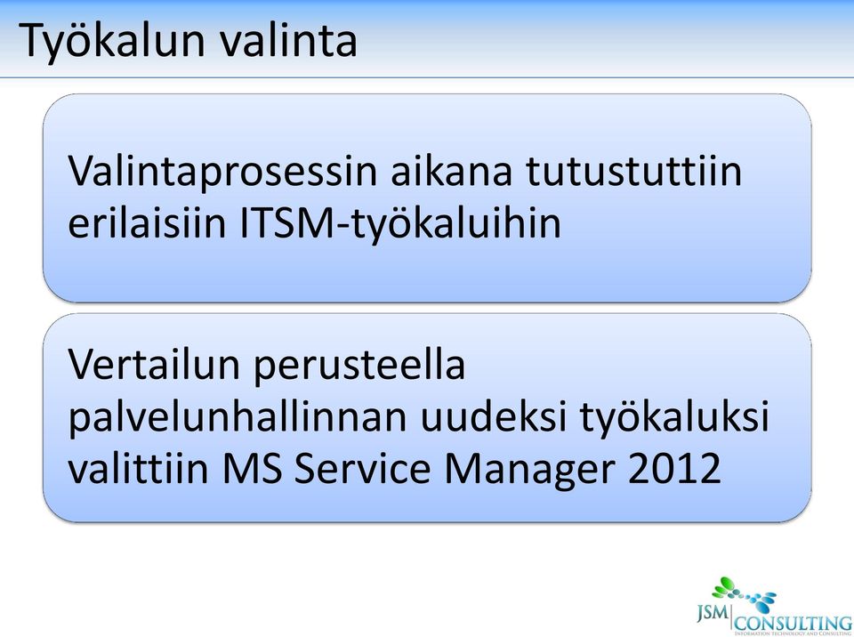 Vertailun perusteella palvelunhallinnan