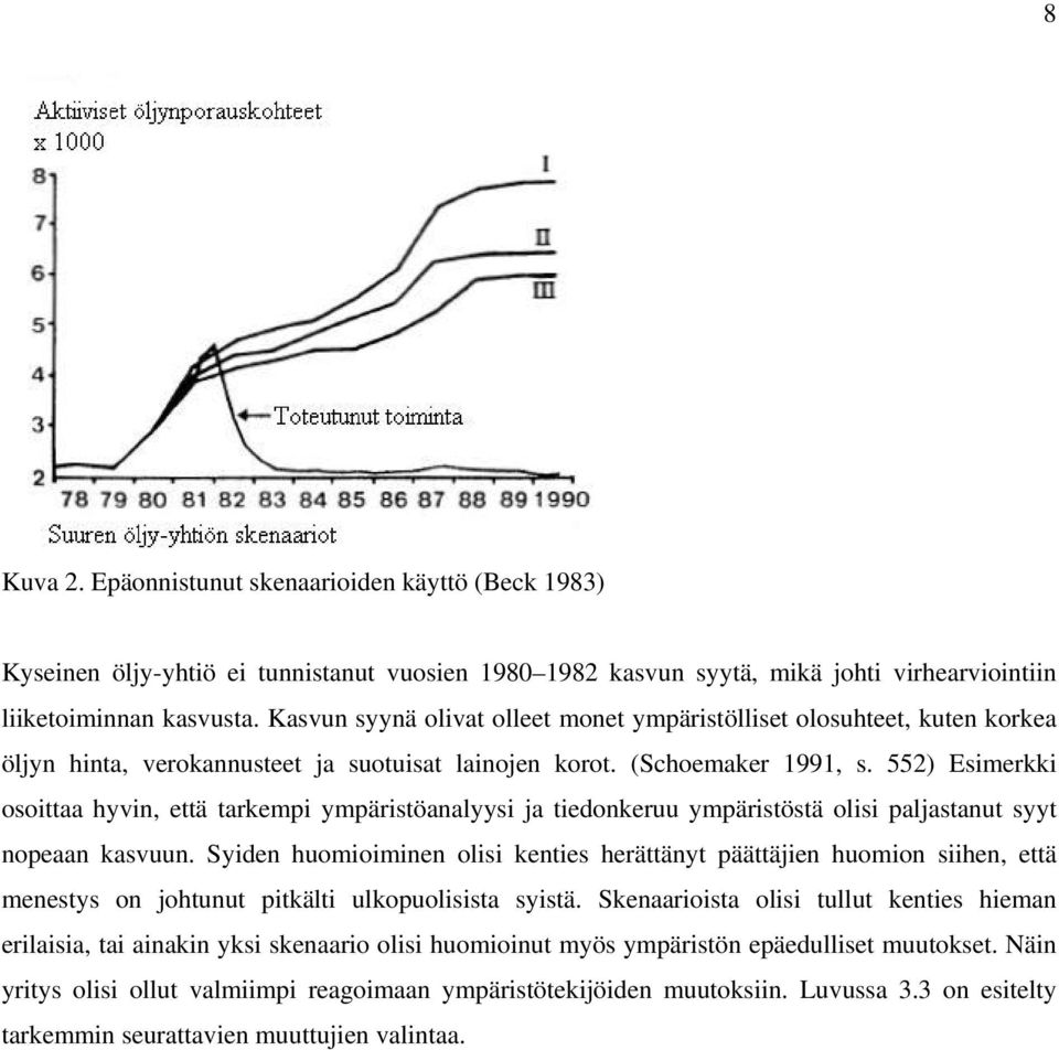 552) Esimerkki osoittaa hyvin, että tarkempi ympäristöanalyysi ja tiedonkeruu ympäristöstä olisi paljastanut syyt nopeaan kasvuun.