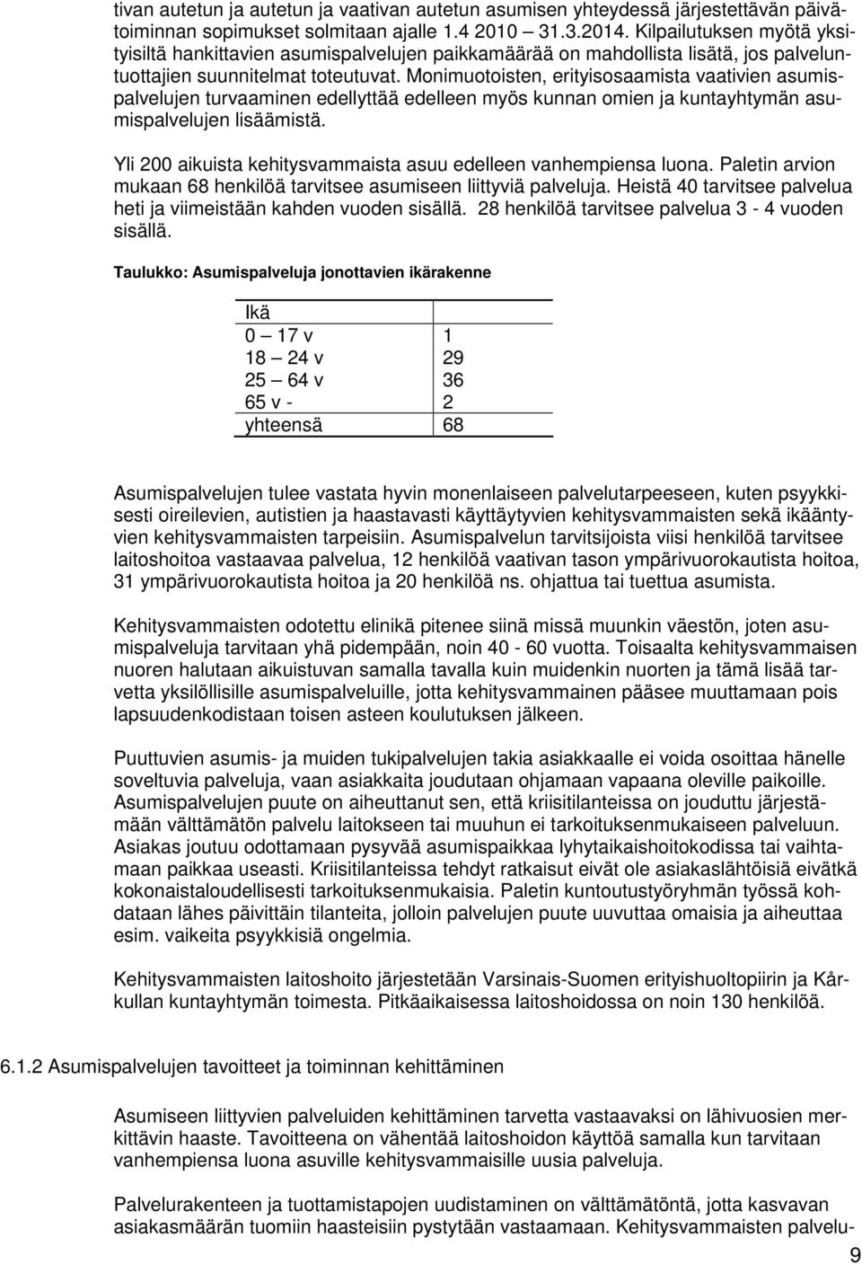 Monimuotoisten, erityisosaamista vaativien asumispalvelujen turvaaminen edellyttää edelleen myös kunnan omien ja kuntayhtymän asumispalvelujen lisäämistä.