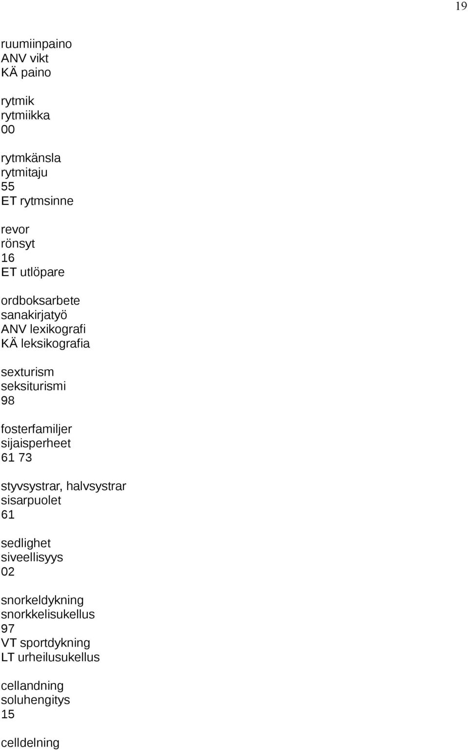 fosterfamiljer sijaisperheet 61 73 styvsystrar, halvsystrar sisarpuolet 61 sedlighet siveellisyys 02