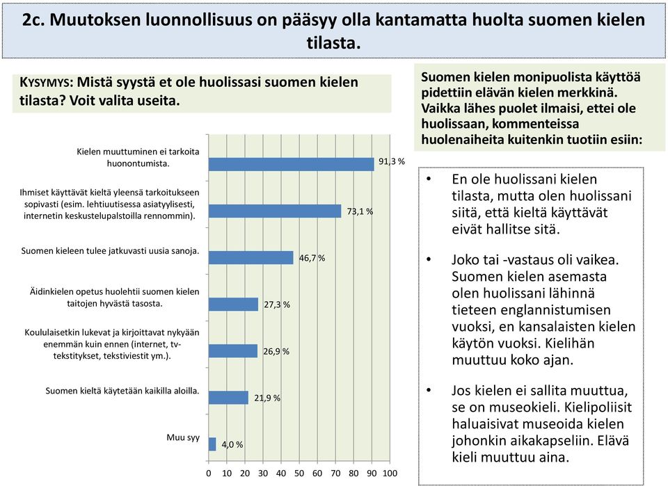 Suomen kieleen tulee jatkuvasti uusia sanoja. Äidinkielen opetus huolehtii suomen kielen taitojen hyvästä tasosta.