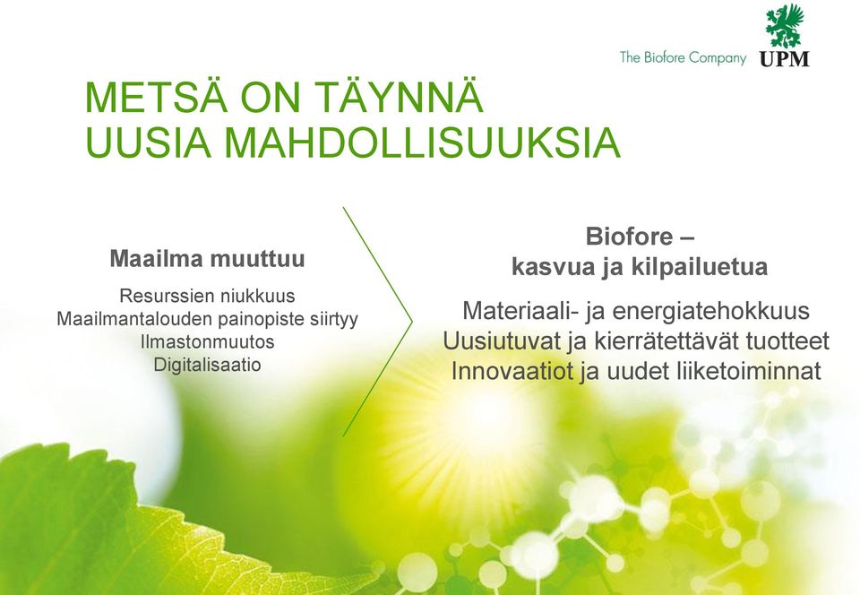 Digitalisaatio Biofore kasvua ja kilpailuetua Materiaali- ja