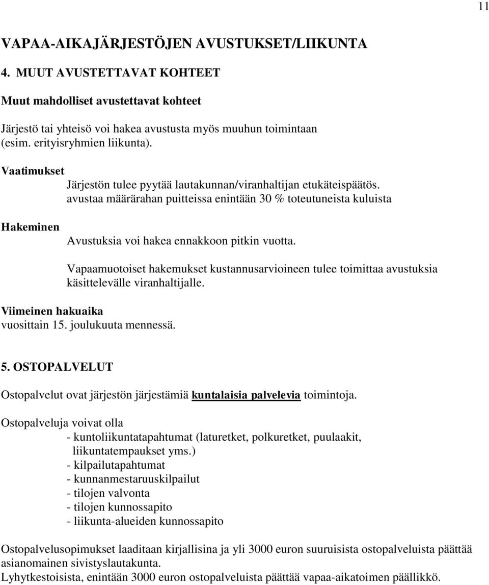 avustaa määrärahan puitteissa enintään 30 % toteutuneista kuluista Avustuksia voi hakea ennakkoon pitkin vuotta.