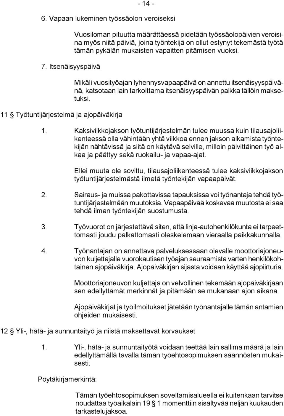 tämän pykälän mukaisten vapaitten pitämisen vuoksi. Mikäli vuosityöajan lyhennysvapaapäivä on annettu itsenäisyyspäivänä, katsotaan lain tarkoittama itsenäisyyspäivän palkka tällöin maksetuksi. 1.