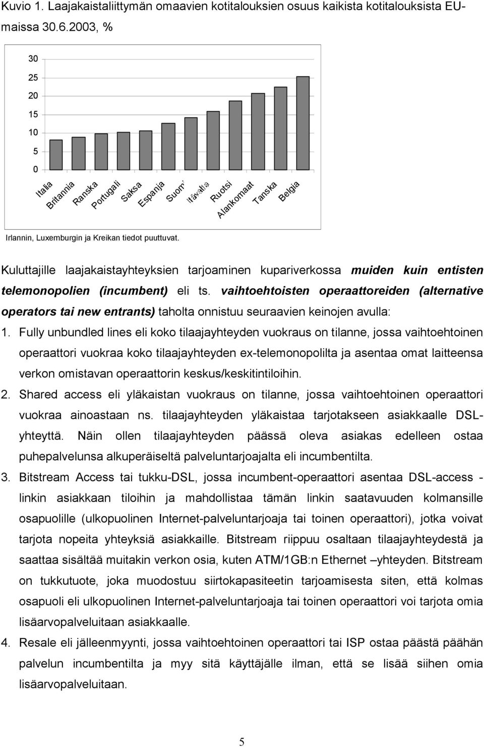 Kuluttajille laajakaistayhteyksien tarjoaminen kupariverkossa muiden kuin entisten telemonopolien (incumbent) eli ts.