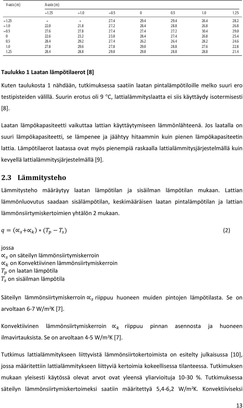 Jos laatalla on suuri lämpökapasiteetti, se lämpenee ja jäähtyy hitaammin kuin pienen lämpökapasiteetin lattia.