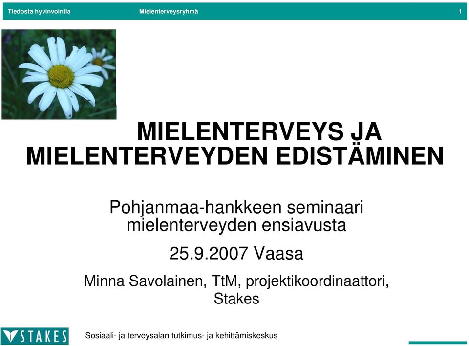 Pohjanmaa-hankkeen seminaari mielenterveyden