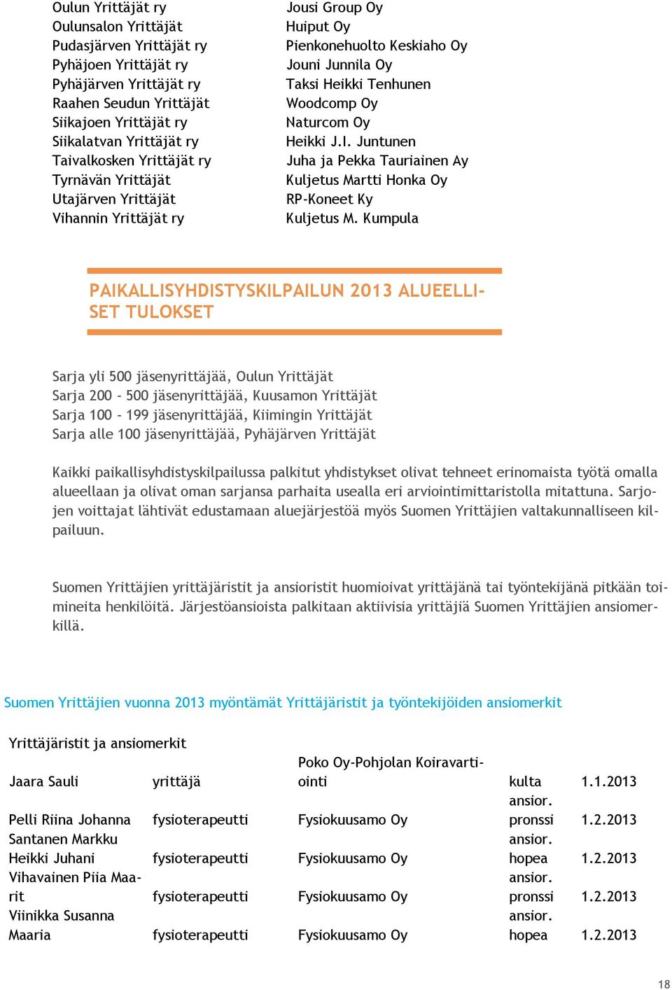 Juntunen Juha ja Pekka Tauriainen Ay Kuljetus Martti Honka Oy RP-Koneet Ky Kuljetus M.