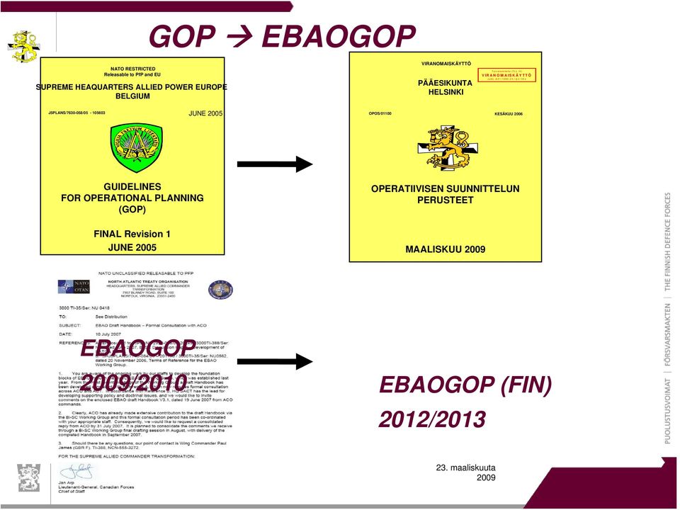 1 :n 10 k J5PLANS/7630-058/05-105603 JUNE 2005 OPOS/01100 KESÄKUU 2006 GUIDELINES FOR OPERATIONAL PLANNING