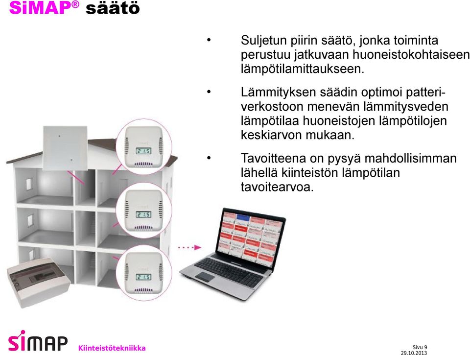 Lämmityksen säädin optimoi patteriverkostoon menevän lämmitysveden lämpötilaa