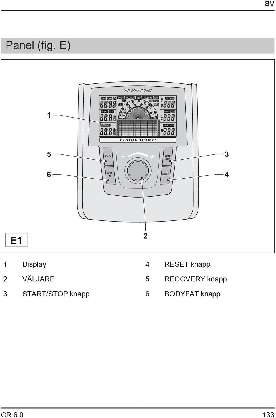 E STOP MANUAL PROGRAM USER TARGET H.R WATT AGE H.t W.t SPEED RPM ML KM B.M.I.