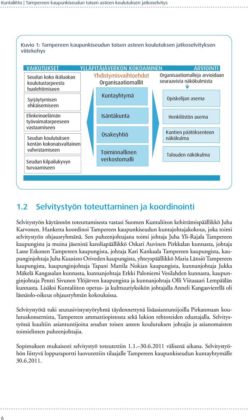 turvaamiseen YLLÄPITÄJÄVERKON KOKOAMINEN ARVIOINTI Yhdistymisvaihtoehdot Organisaatiomallit Organisaatiomalleja arvioidaan seuraavista näkökulmista Kuntayhtymä Isäntäkunta Osakeyhtiö Toiminnallinen