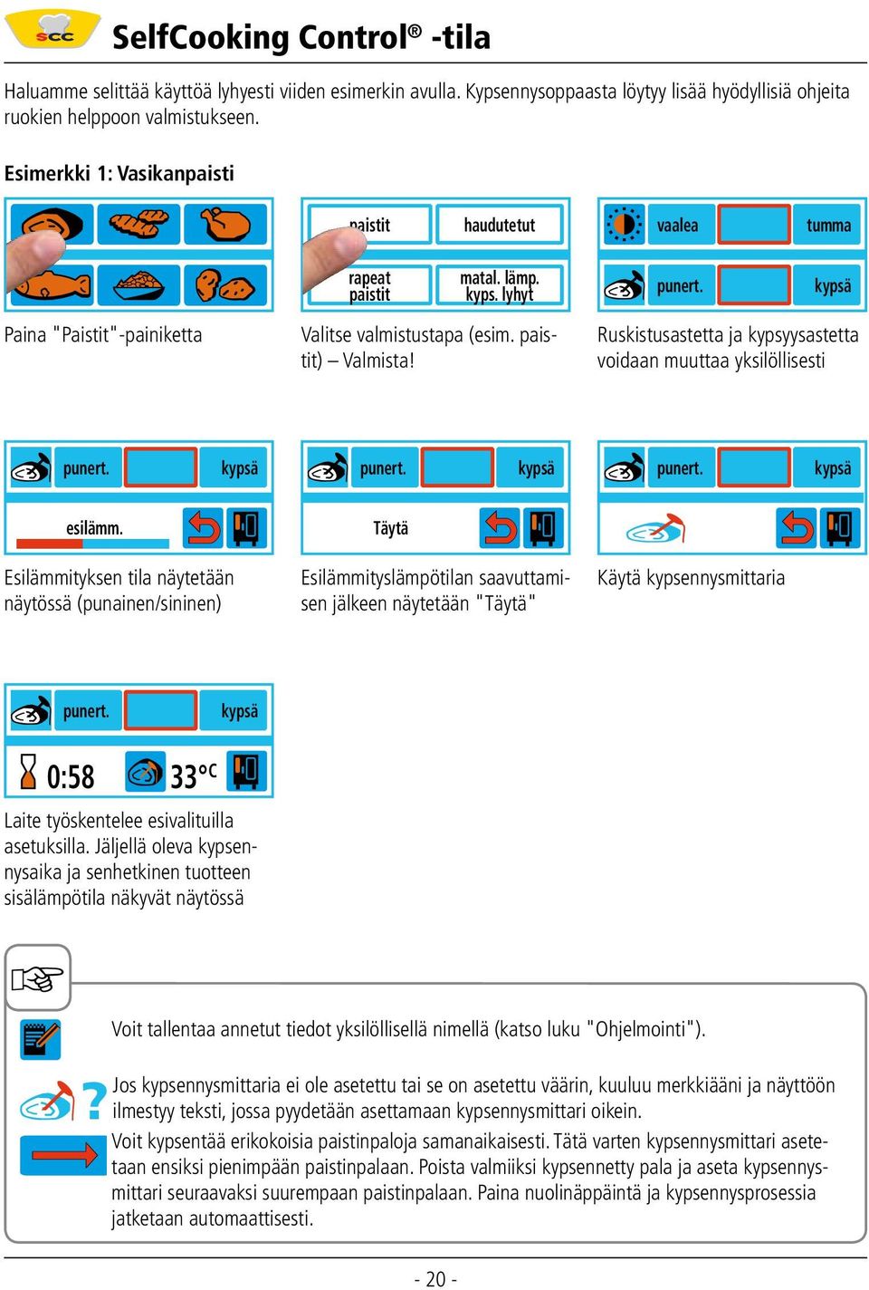 kypsä Ruskistusastetta ja kypsyysastetta voidaan muuttaa yksilöllisesti punert. kypsä punert. kypsä punert. kypsä esilämm.