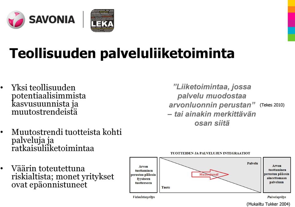 toteutettuna riskialtista; monet yritykset ovat epäonnistuneet Liiketoimintaa, jossa palvelu