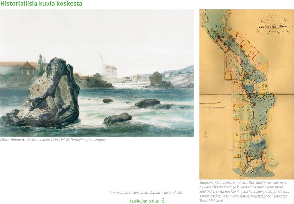 Tammerkosken kartta vuodelta 1839.