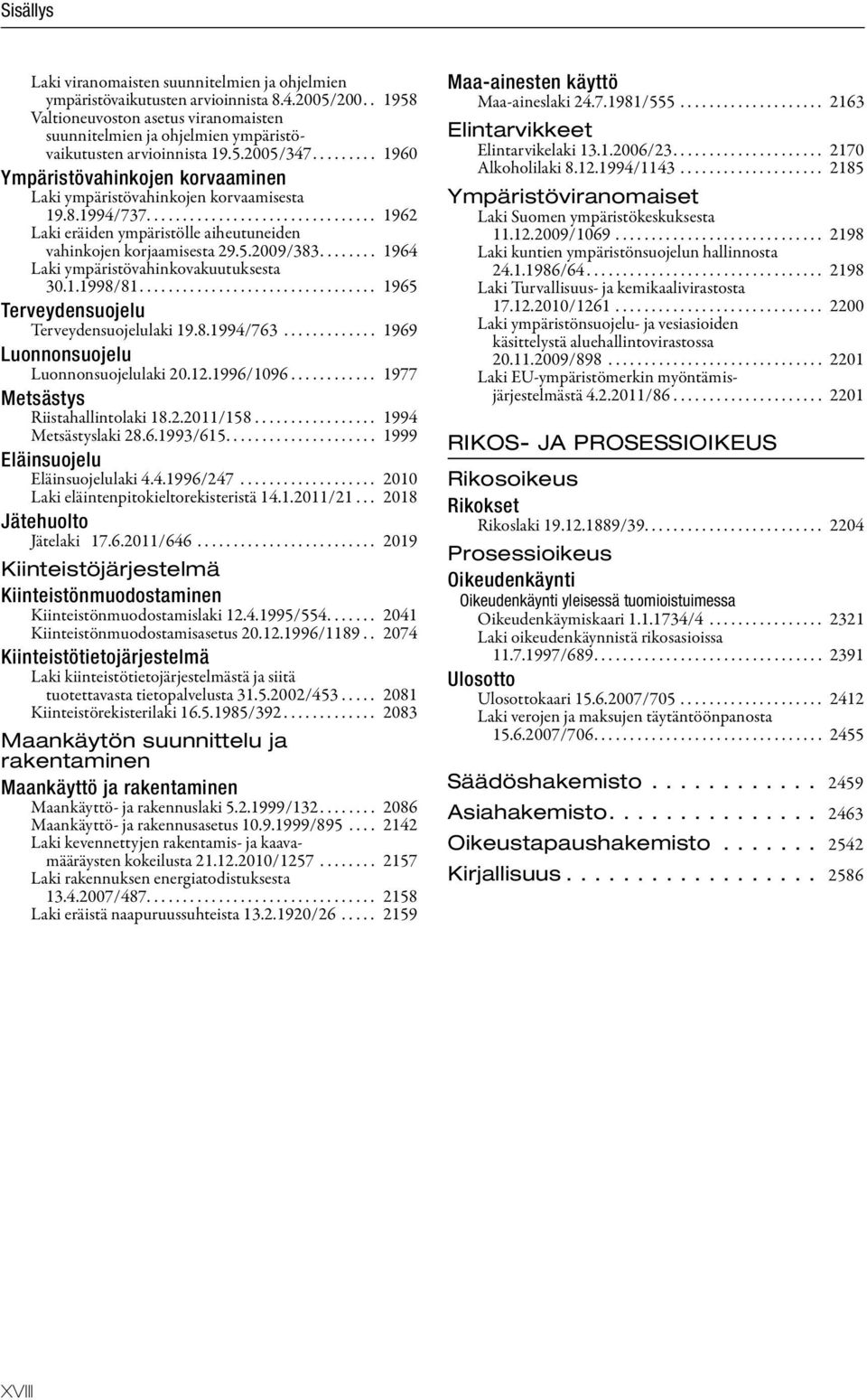 5.2009/383........ 1964 Laki ympäristövahinkovakuutuksesta 30.1.1998/81................................. 1965 Terveydensuojelu Terveydensuojelulaki 19.8.1994/763.