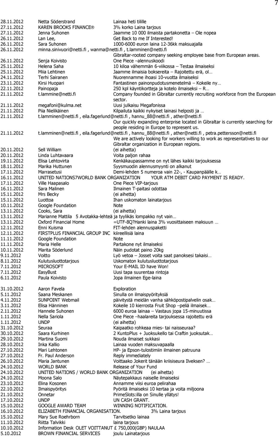 fi Gibraltar-rooted company seeking employee base from European areas. 26.11.2012 Senja Koivisto One Piece alennuskoodi 25.11.2012 Helena Saha 10 kiloa vähemmän 6-viikossa Testaa ilmaiseksi 25.11.2012 Miia Lehtinen Jaamme ilmaisia boksereita Rajoitettu erä, ol 24.