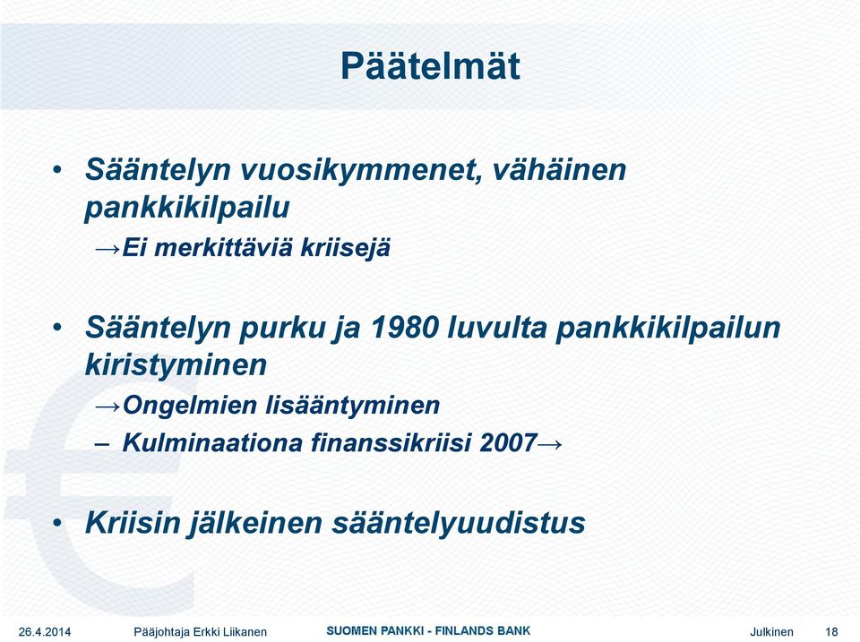 pankkikilpailun kiristyminen Ongelmien lisääntyminen