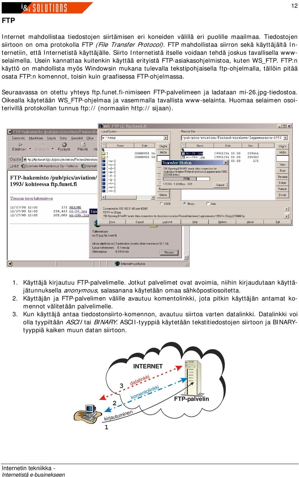 Usein kannattaa kuitenkin käyttää erityistä FTP-asiakasohjelmistoa, kuten WS_FTP.