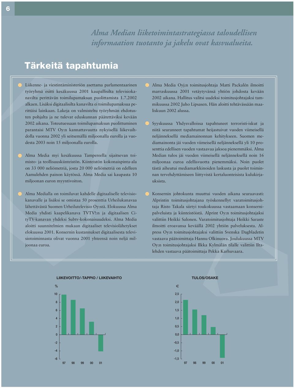 2002 alkaen. Lisäksi digitaalisilta kanavilta ei toimilupamaksua perittäisi lainkaan. Lakeja on valmisteltu työryhmän ehdotusten pohjalta ja ne tulevat eduskunnan päätettäviksi kevään 2002 aikana.