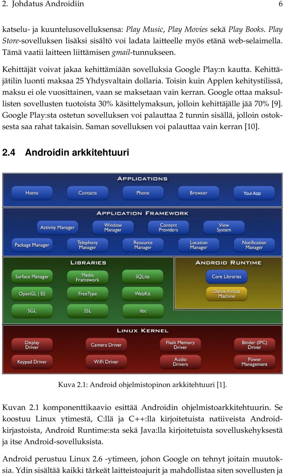 Toisin kuin Applen kehitystilissä, maksu ei ole vuosittainen, vaan se maksetaan vain kerran. Google ottaa maksullisten sovellusten tuotoista 30% käsittelymaksun, jolloin kehittäjälle jää 70% [9].