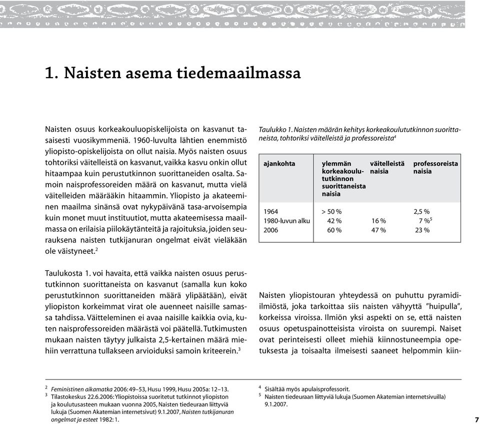 Samoin naisprofessoreiden määrä on kasvanut, mutta vielä väitelleiden määrääkin hitaammin.