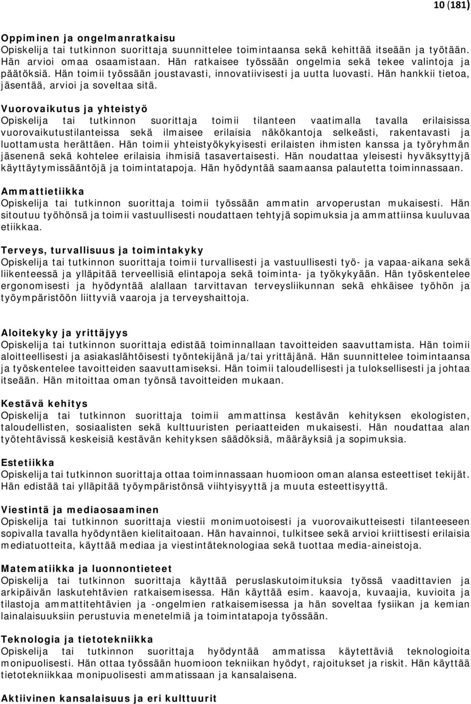 Vuorovaikutus ja yhteistyö tai tutkinnon suorittaja toimii tilanteen vaatimalla tavalla erilaisissa vuorovaikutustilanteissa sekä ilmaisee erilaisia näkökantoja selkeästi, rakentavasti ja luottamusta